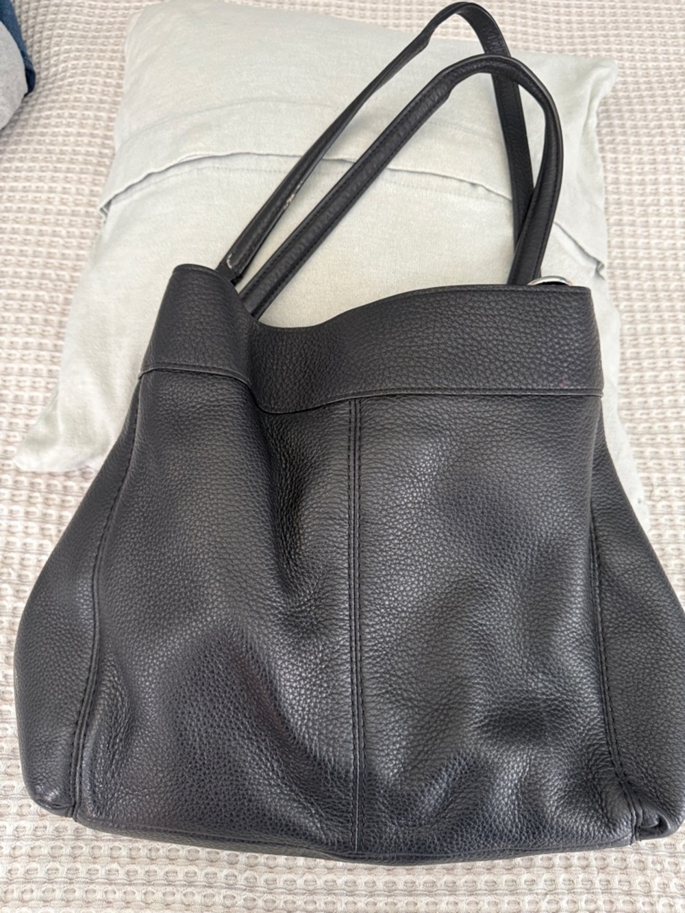 Coach Black Pebbled Leather Double-Strap Shoulder Tote - Picture 2 of 8